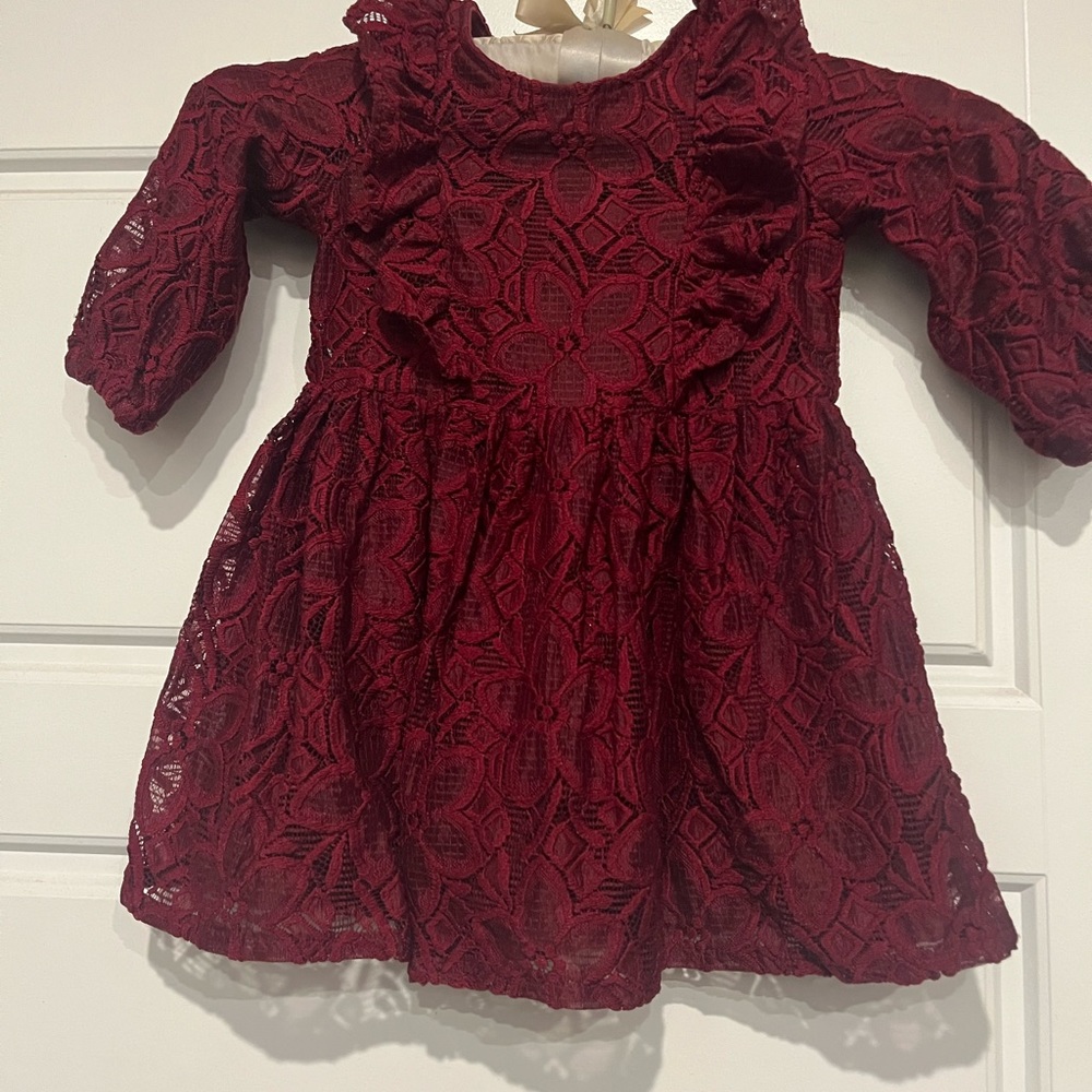 Burgundy &  lace Dress